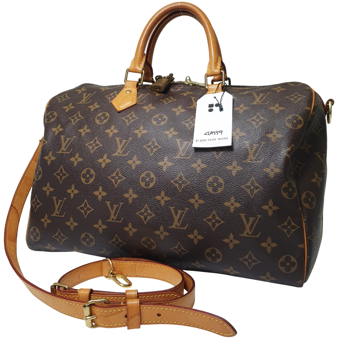 LOUIS VUITTON Speedy 35 Bandouliere Monogram M41111 Initials CLA559