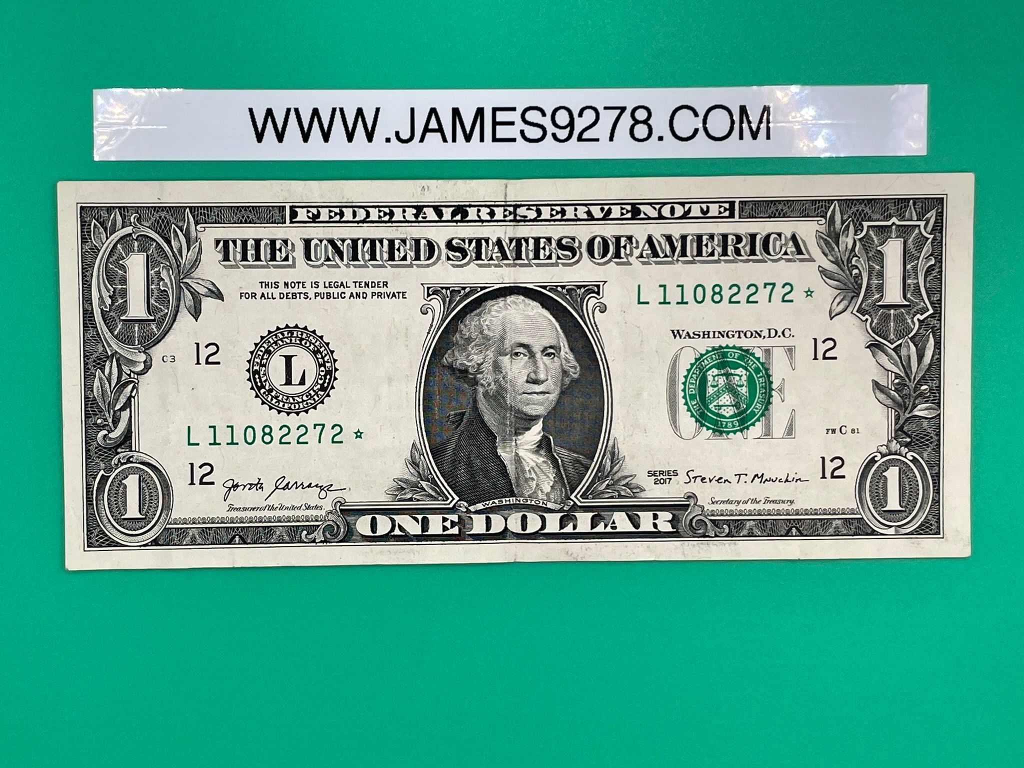 One Dollar $1 Federal Reserve Note