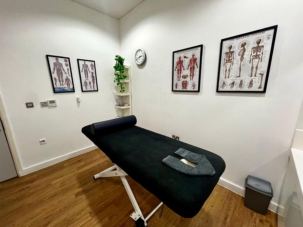 Sports massage treatment room at AR Sports Massage, Glass Mill Leisure Centre, Lewisham