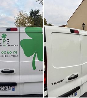 Un utilitaire apres un destickage, suppression de covering publicitaire par spiritacs
