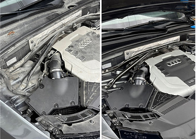 un nettoyage moteur avant apres sur un audi q5 chez spiritacs à lagny sur manre
