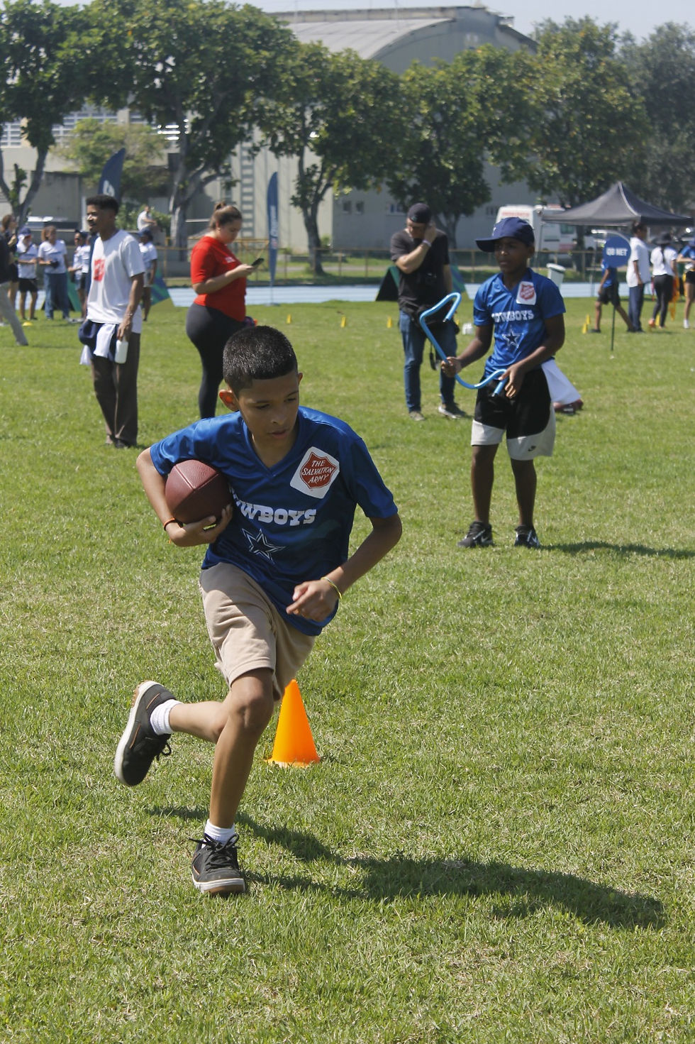 Um dos usuários do Projeto na clínica de futebol americano