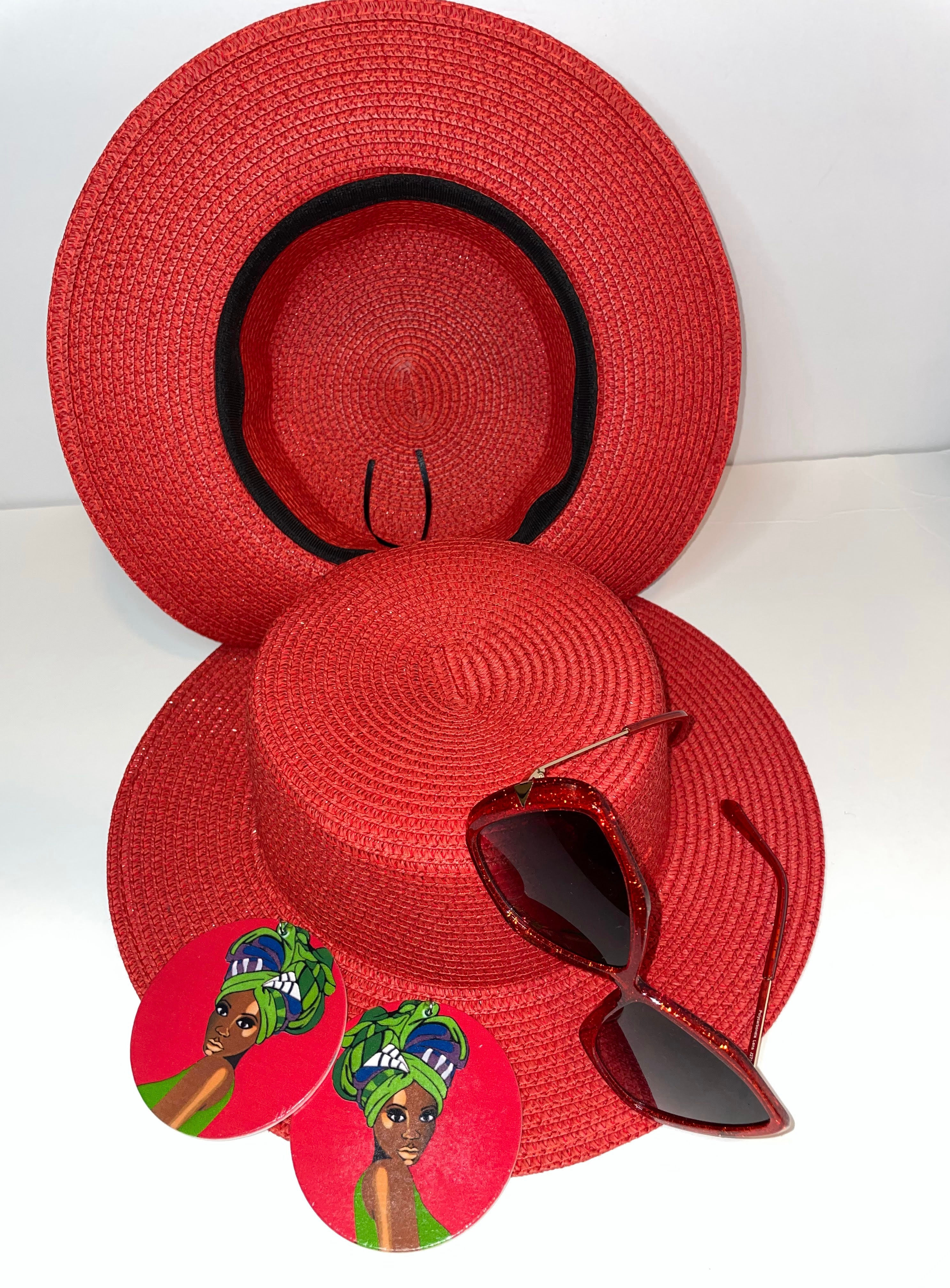 Carnation Red Straw Hat