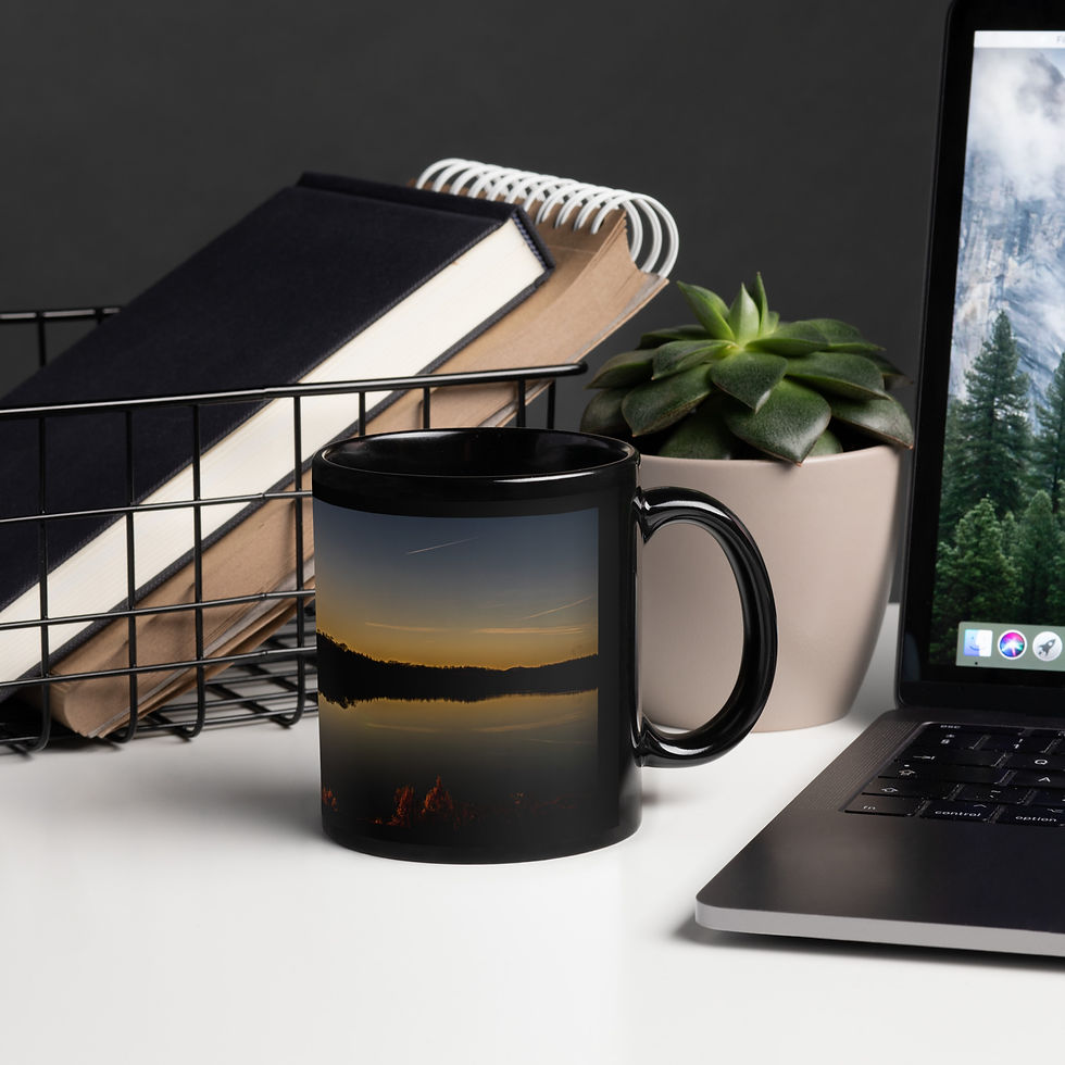 Thumbnail: Warm Lake Reflections - Black glossy mug