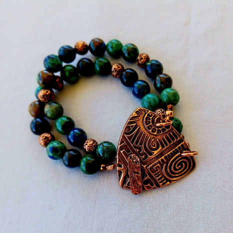Arizonaazuritebracelet Toggleclaspbracelet Artisanjewelry handmadecopperbracelet Copper jewelry