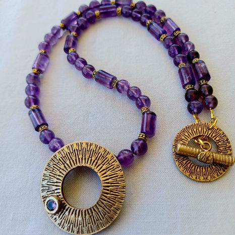 ArtisanBronzejewelry Eternitynecklace Amethystbeadednecklace AZjewelryartist Gemstoneloverjewelry