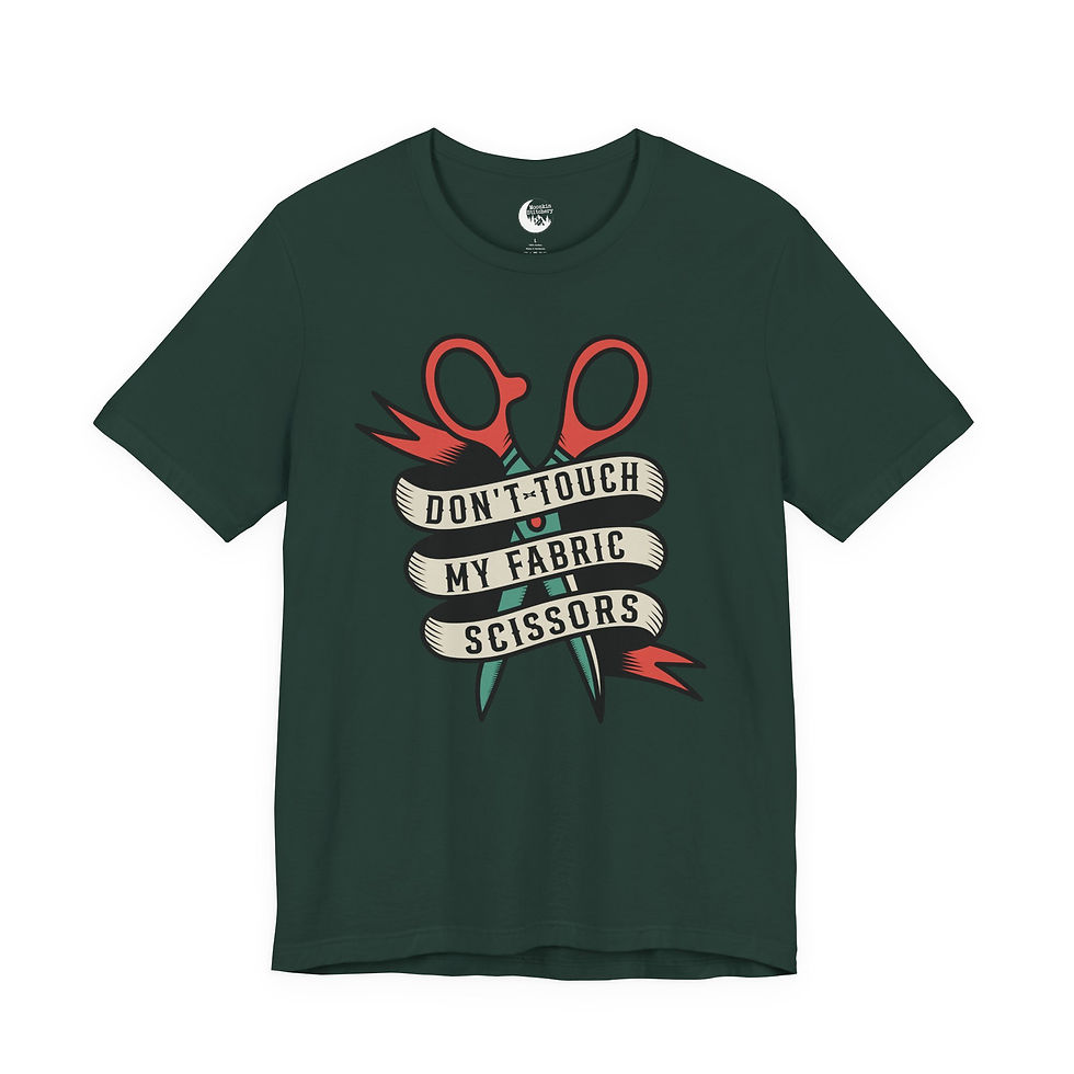Thumbnail: Don't Touch My Fabric Scissors T-Shirt | Tattoo Quilter Collection