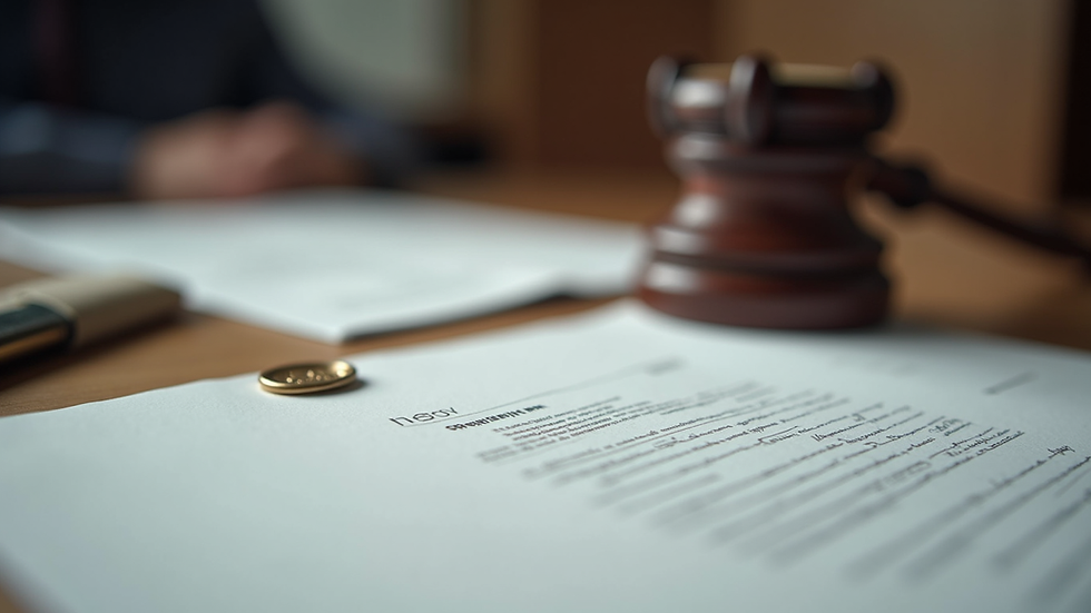 Close-up view of a notary's desk with legal documents and a seal