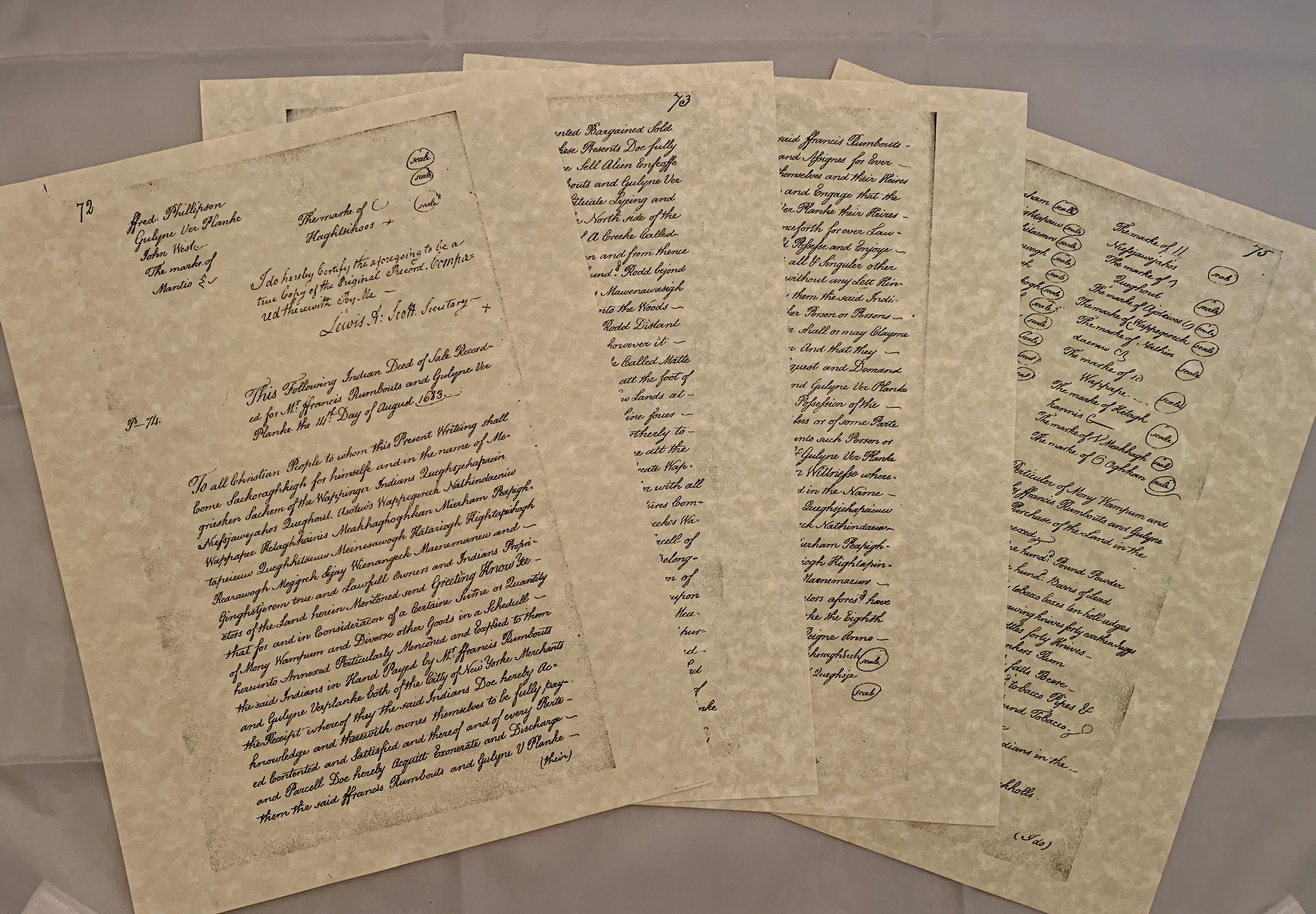 Wappinger Indian Deed of 1683  - Replica