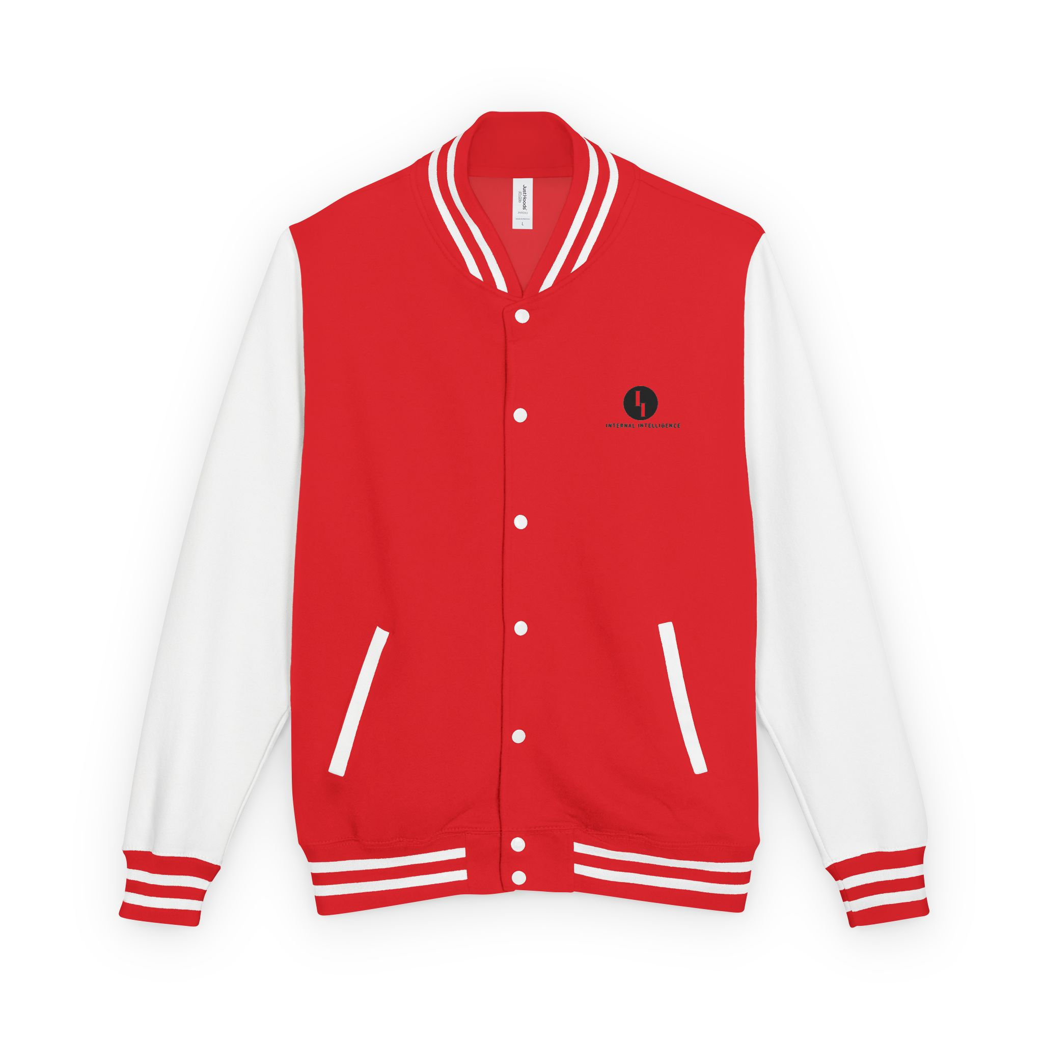Red & White Letterman Jacket — Classic Varsity Bomber (Internal Intelligence)