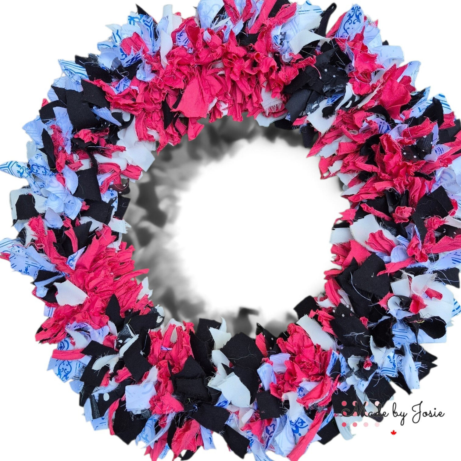 Rag Wreath - Textured Boho Wall Decor - 20 inch - upcycled - RWB