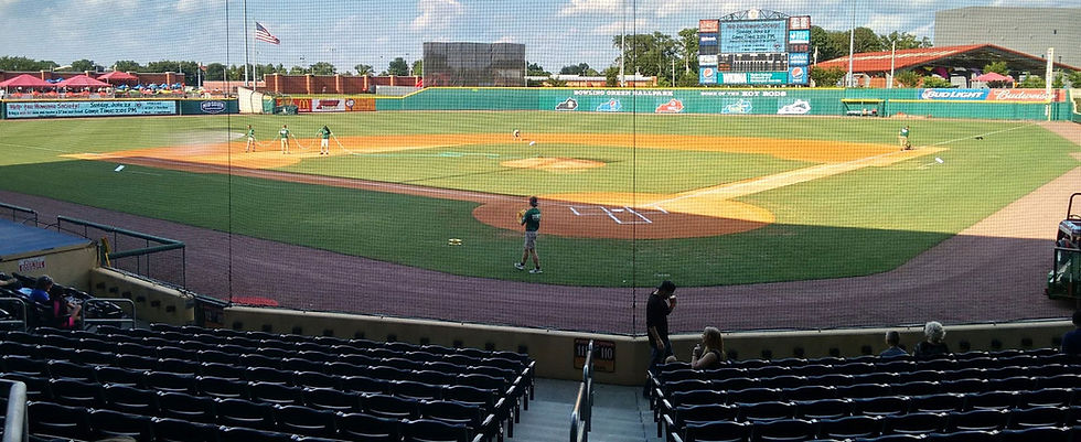 Bowling Green Ballpark viewed from the seating behind home plate.