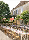 White Trestle Tables and Crossback Chair