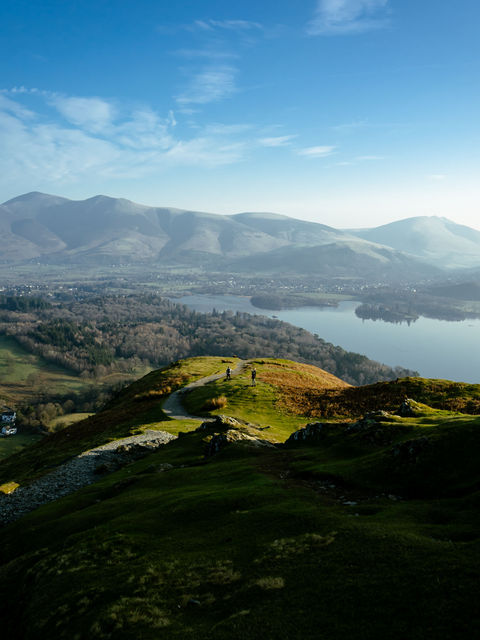 Cat Bells is a popular fell on the western shore of Derwentwater, just 4 miles from Keswick in the Lake District, offering 360-degree views of the lake and surrounding fells.