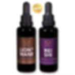 2 Flaschen mit Neu Label: 1x Lion's Mane, 1x Reishi - je 50ml auf weissem Hintergrund