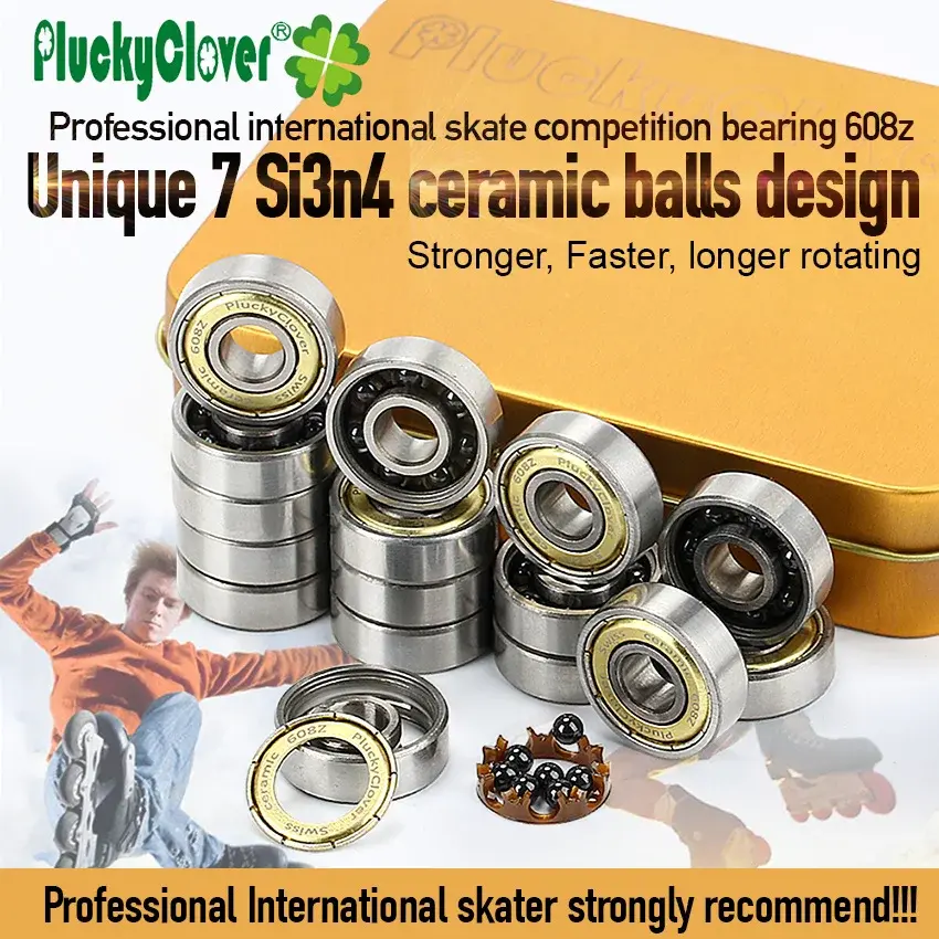 PluckyClover 608 Skate Bearings with 7 Ceramic Beads