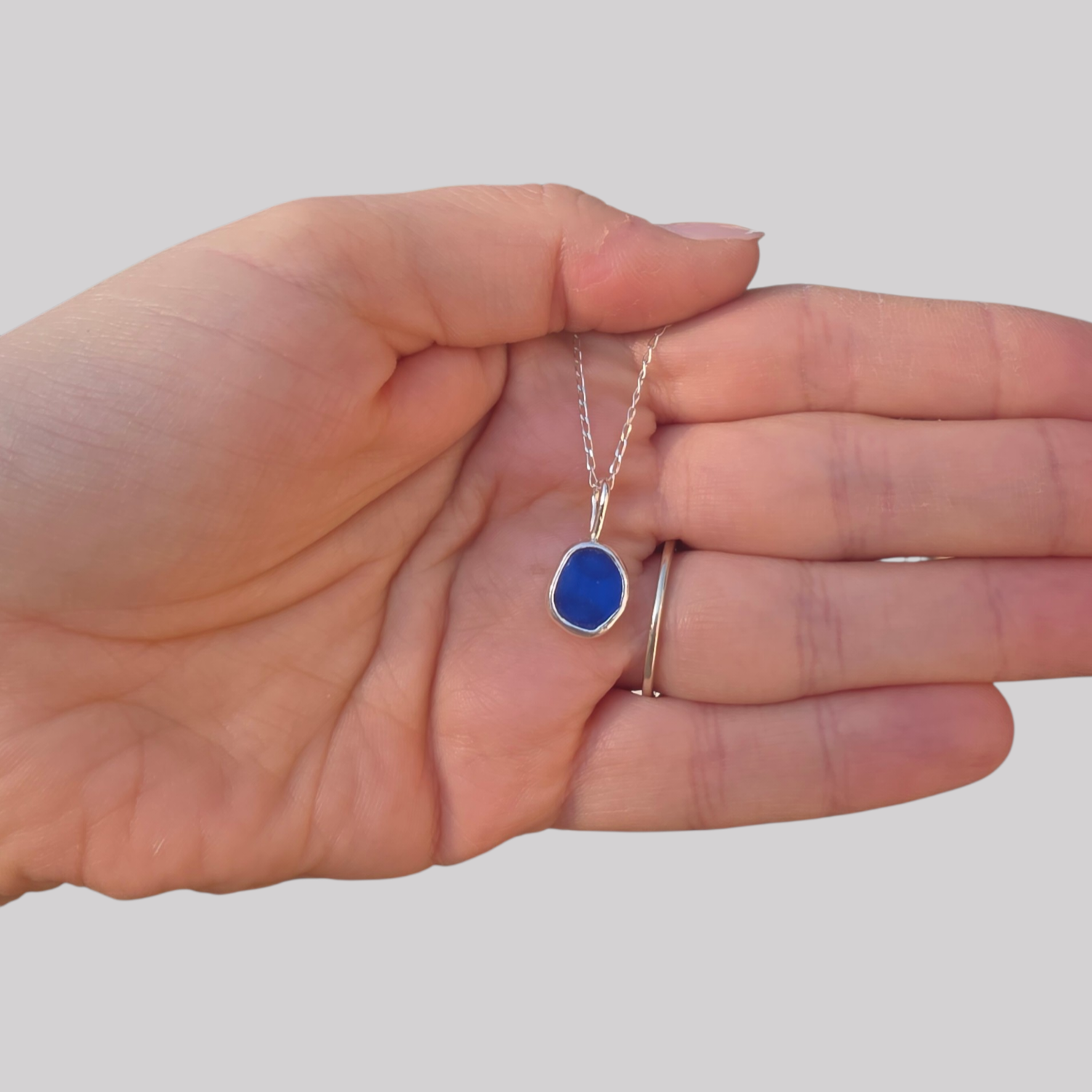 Cobalt blue sea glass necklace