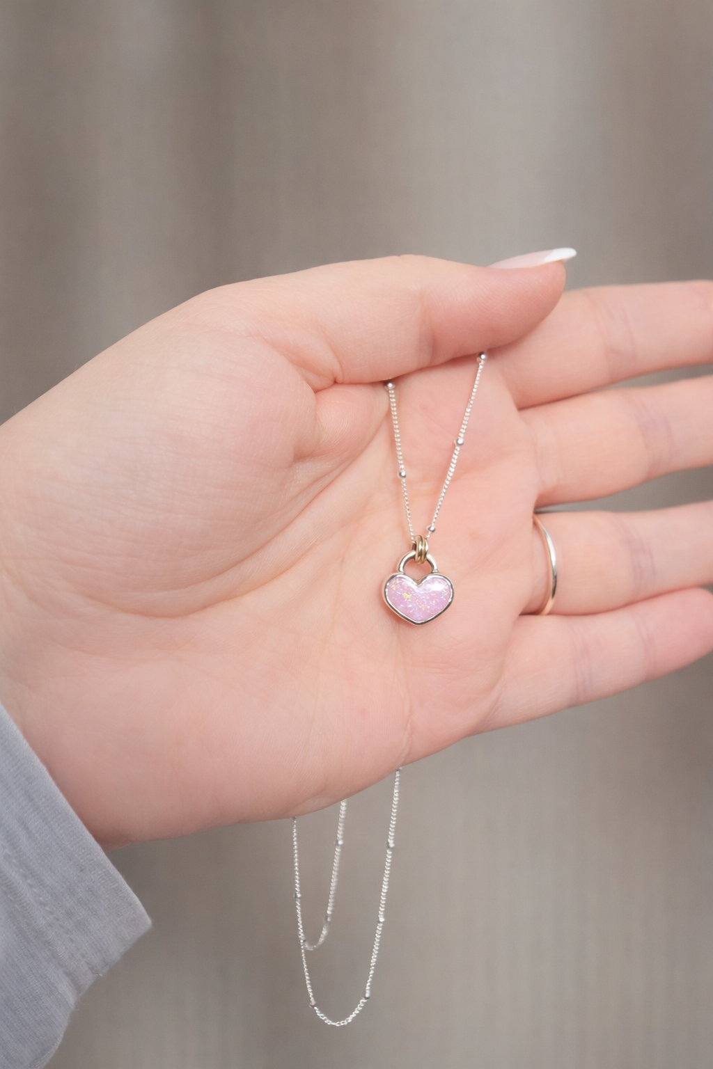 Pink opal doublet necklace