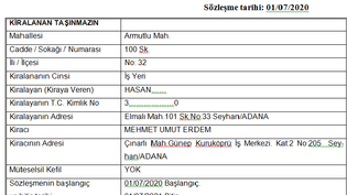 Adana Kira Sözleşmesi Örneği | Dolu ve Boş Word Formatında İndirilebilir