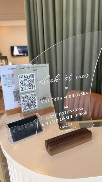Valeriia Sudilovska Lash Extensions Championship Judge award