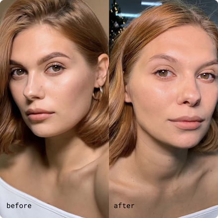 Before and after brow and lash enhancement