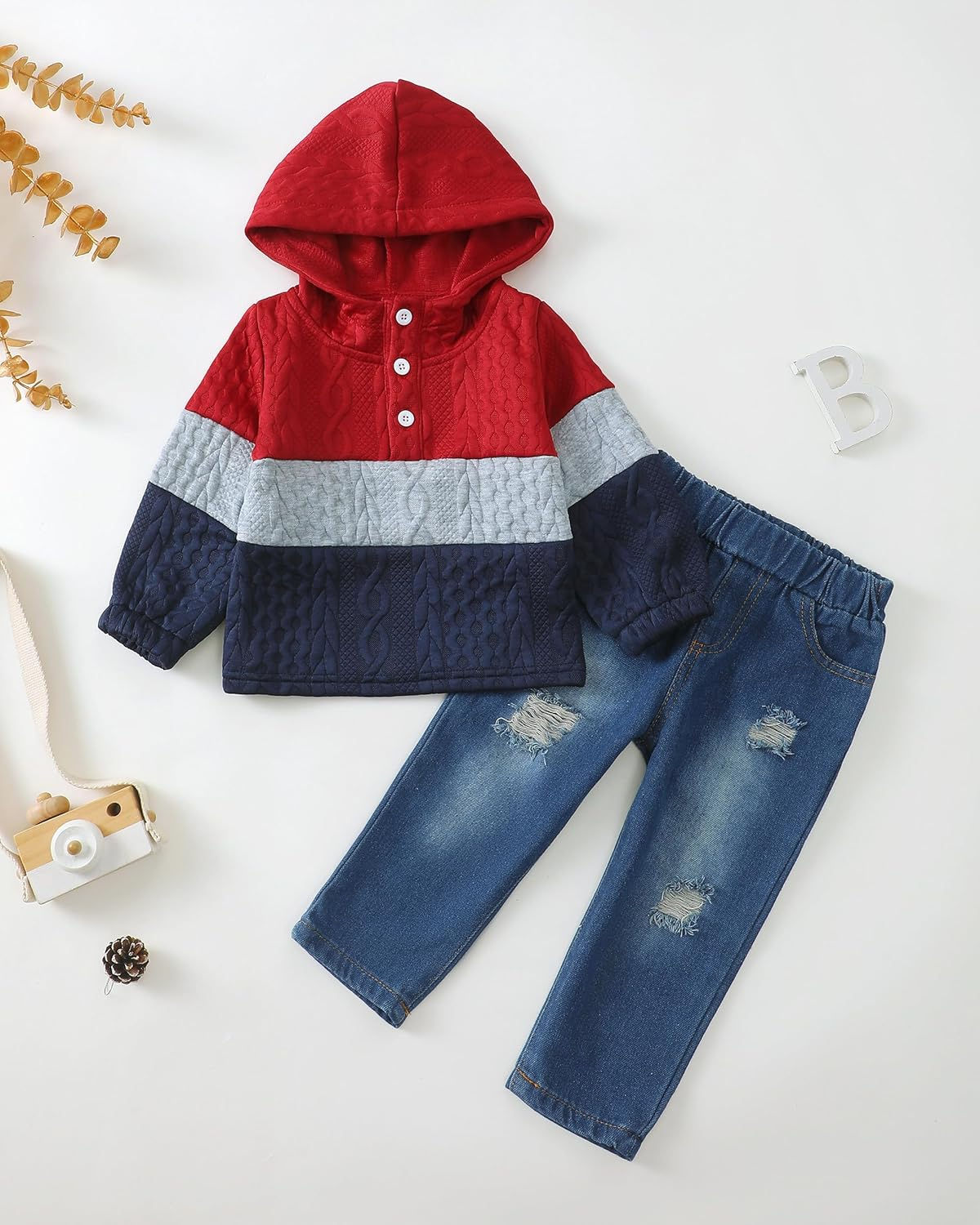 👕 Toddler Boy Hoodie & Jeans 2-Piece Outfit