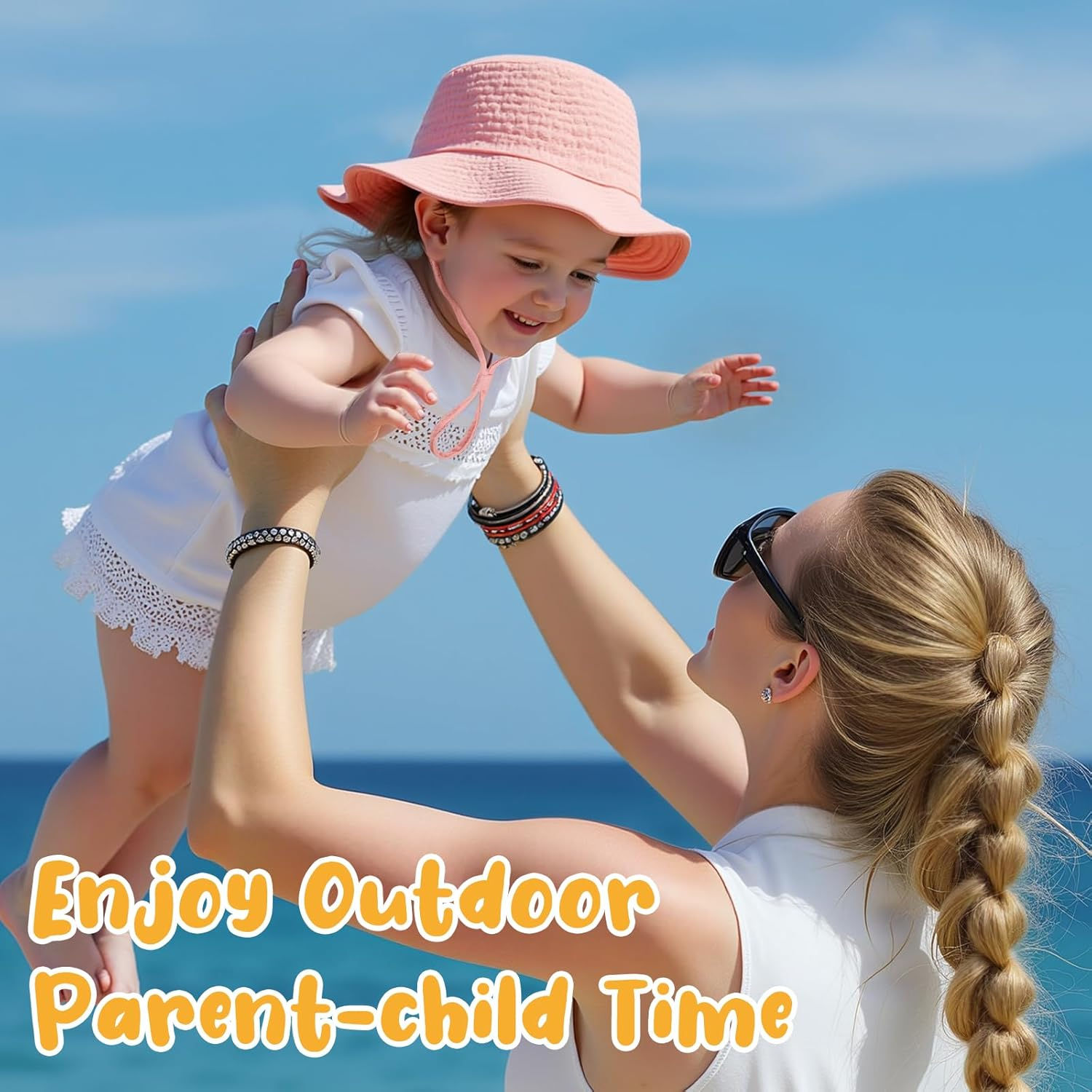 HONGTEYA 2-Pack Muslin Baby Sun Hats for Boys & Girls
