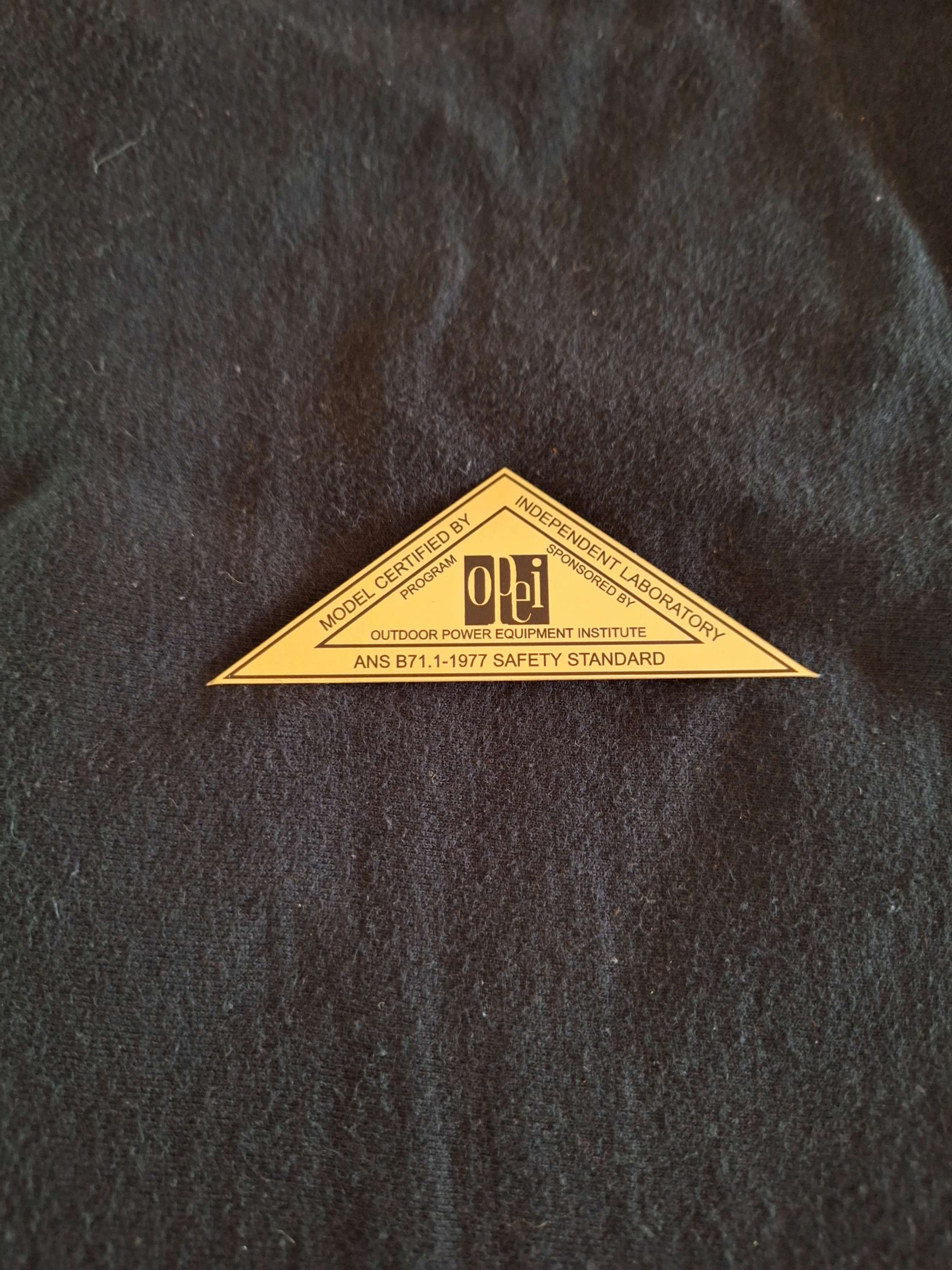 LAWN-BOY 1977 OPEI GOLD SAFETY STANDARD DECAL