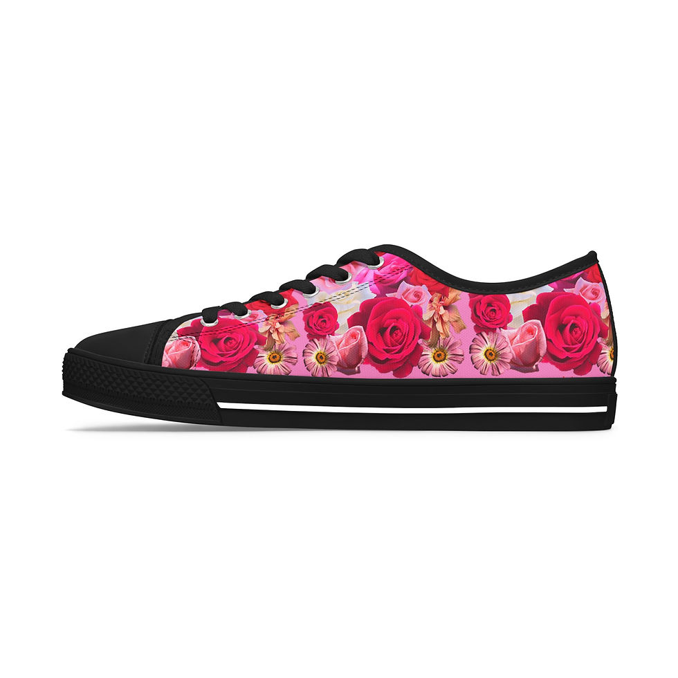 Thumbnail: floral pink roses Women's Low Top Sneakers