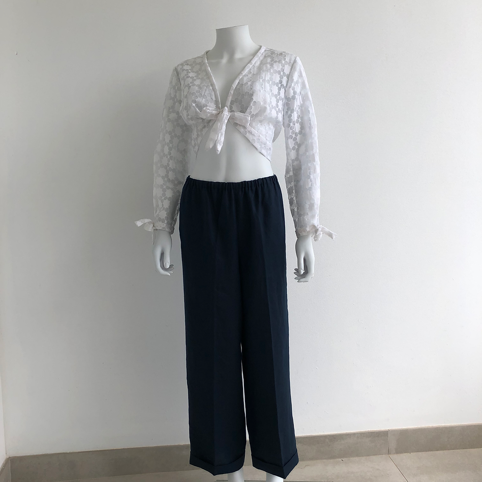 Thumbnail: Classic regular fit loose fitting linen pant with elastic waist: Calypso pant