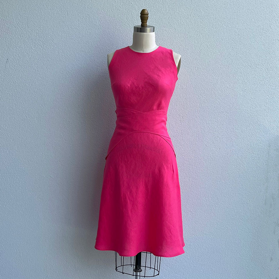 Thumbnail: Sleeveless bias cut dress with wrap around belt:Angelica dress