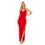 Thumbnail: Long formal red dress with cross over empire line Bodice: Red Josie dress