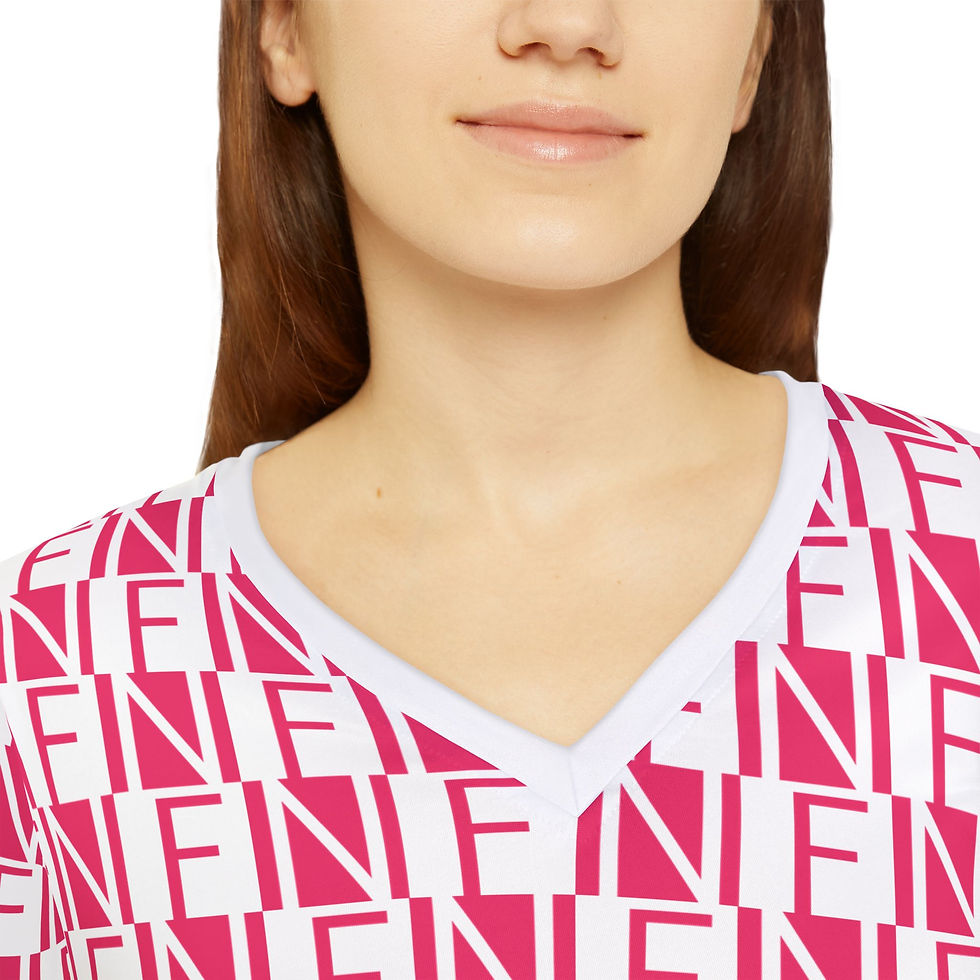 Thumbnail: Monogram Initials Women's Long Sleeve V-Neck Shirt — Hot Pink Signature