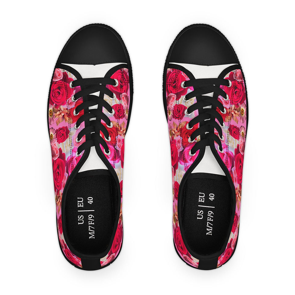 Thumbnail: floral pink roses Women's Low Top Sneakers