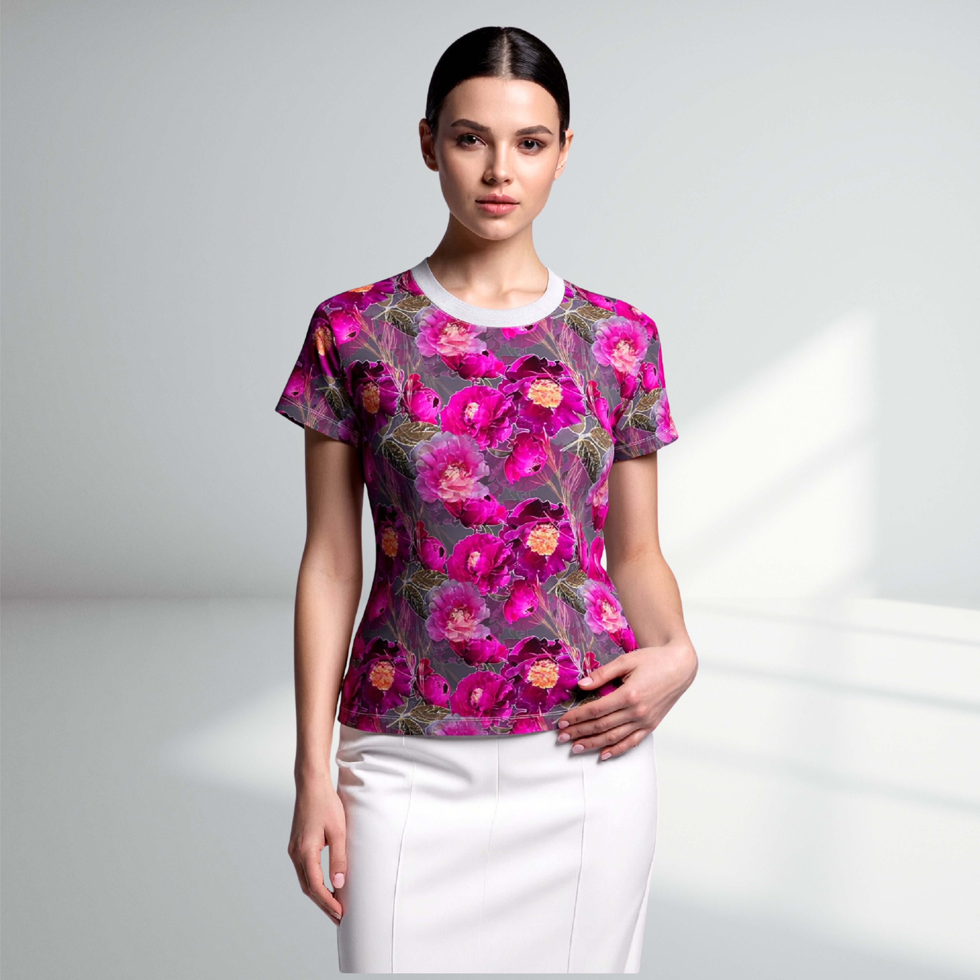 Hot pink Floral Design t-shirt