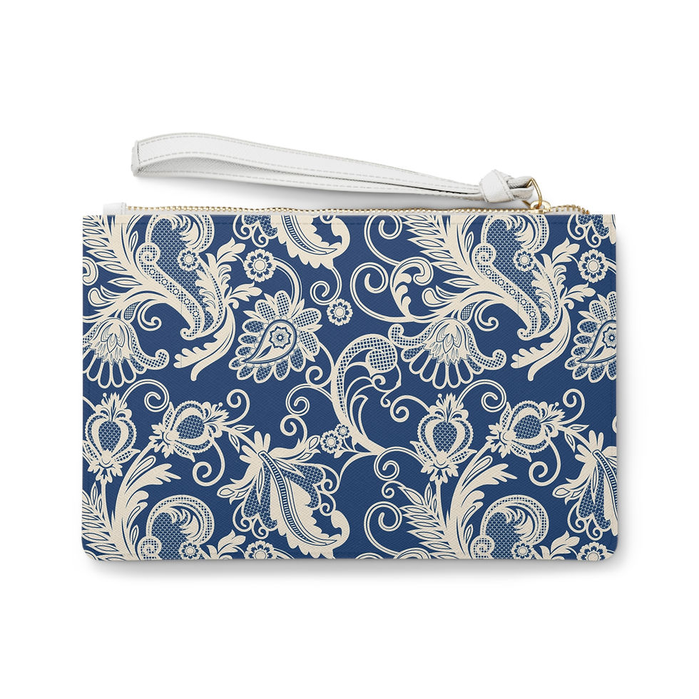 Thumbnail: Paisley Floral Clutch Bag — Navy Vintage Pattern Wristlet