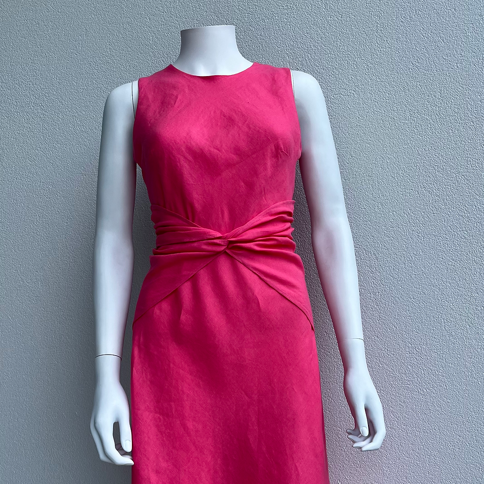 Thumbnail: Sleeveless bias cut dress with wrap around belt:Angelica dress