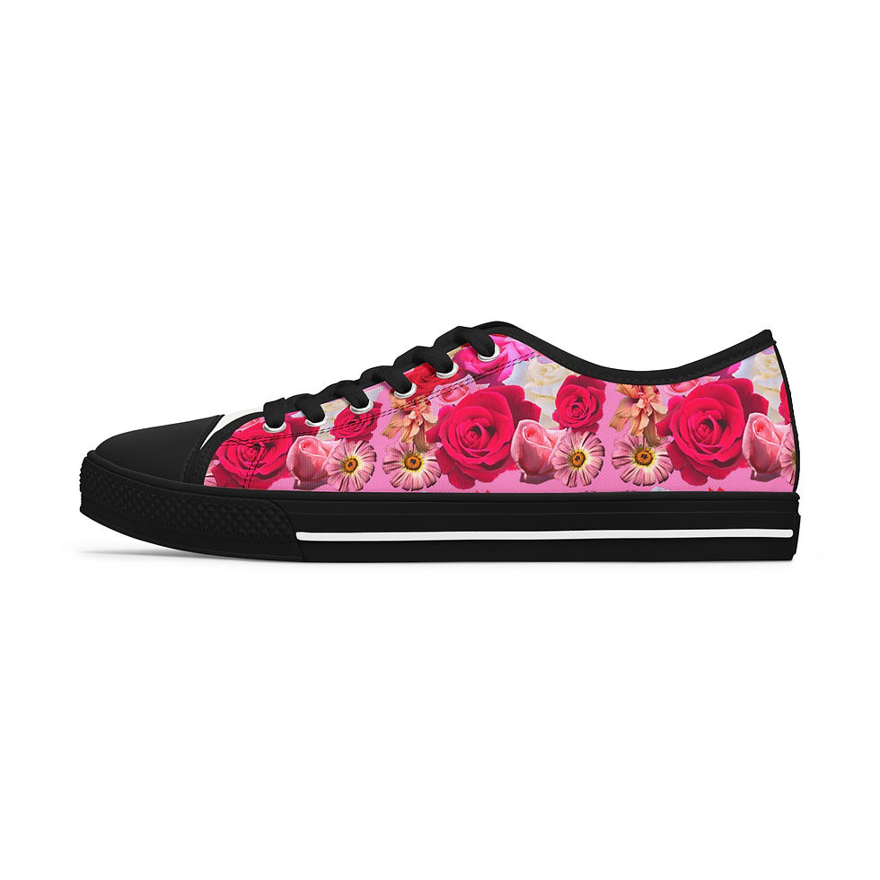 Thumbnail: floral pink roses Women's Low Top Sneakers