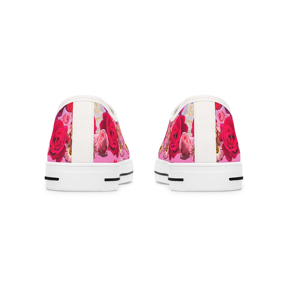 Thumbnail: floral pink roses Women's Low Top Sneakers
