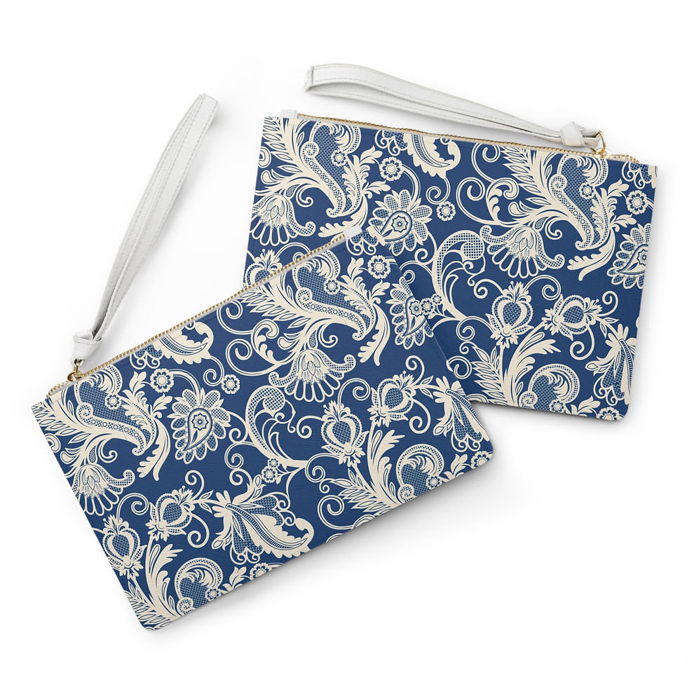 Thumbnail: Paisley Floral Clutch Bag — Navy Vintage Pattern Wristlet