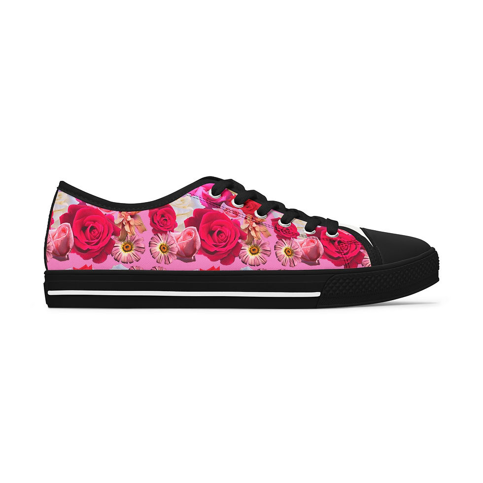 Thumbnail: floral pink roses Women's Low Top Sneakers
