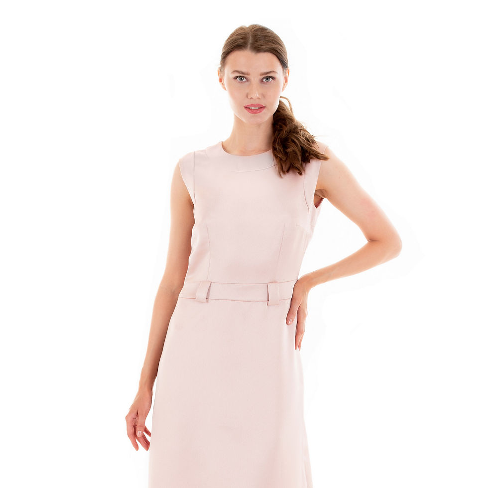 Thumbnail: Classic Sleeveless A-line dress with belt loops: pale pink