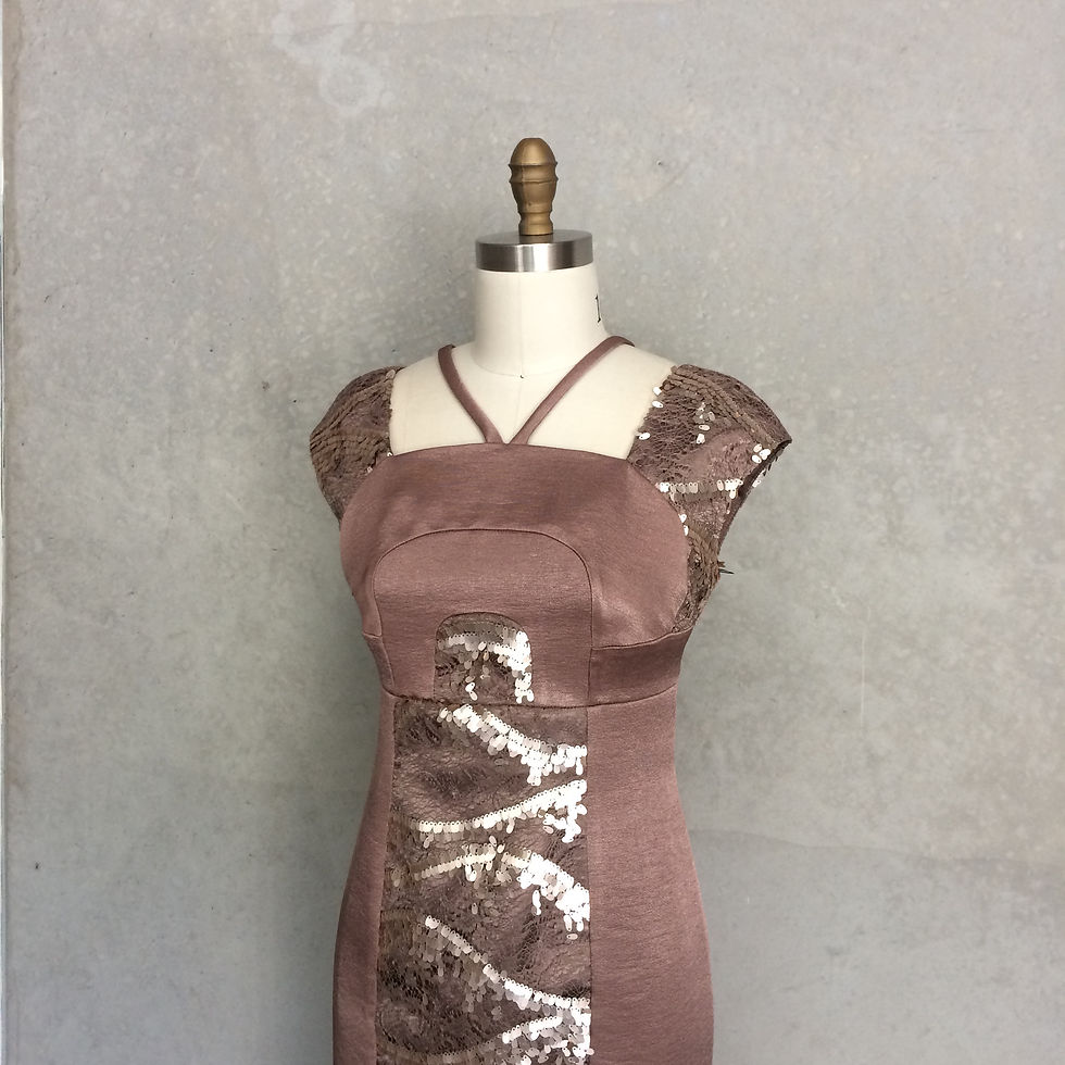 Thumbnail: Bronze viscose evening dress with sequin contract:Decadence dress