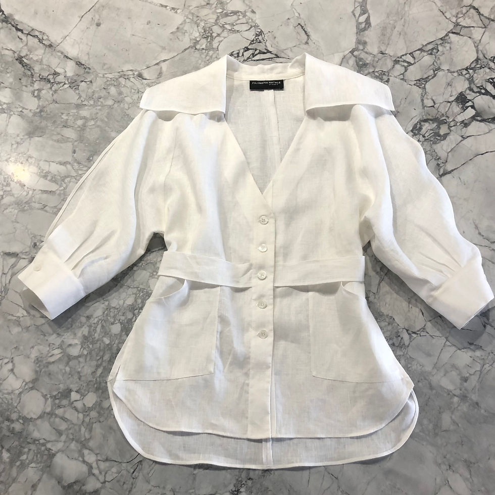 Thumbnail: Linen shirt and beach cover up with half sailor collar: Joanna shirt