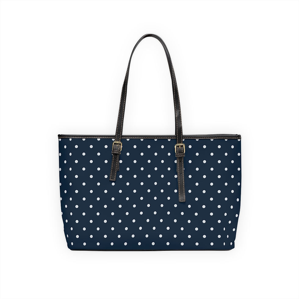Thumbnail: Navy Polka Dot large Shoulder Tote