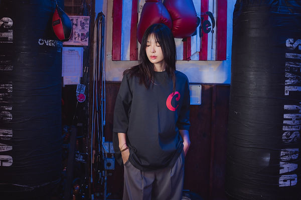 image of model wearing wallace T shirt
