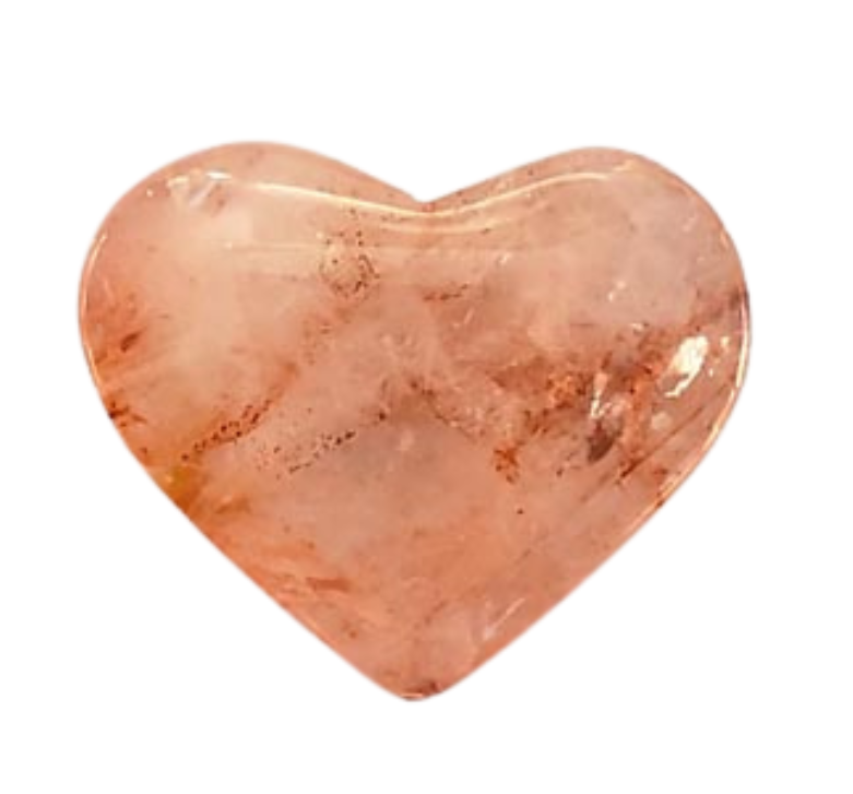 Fire Quartz with Golden Healer Heart Pocket Stone