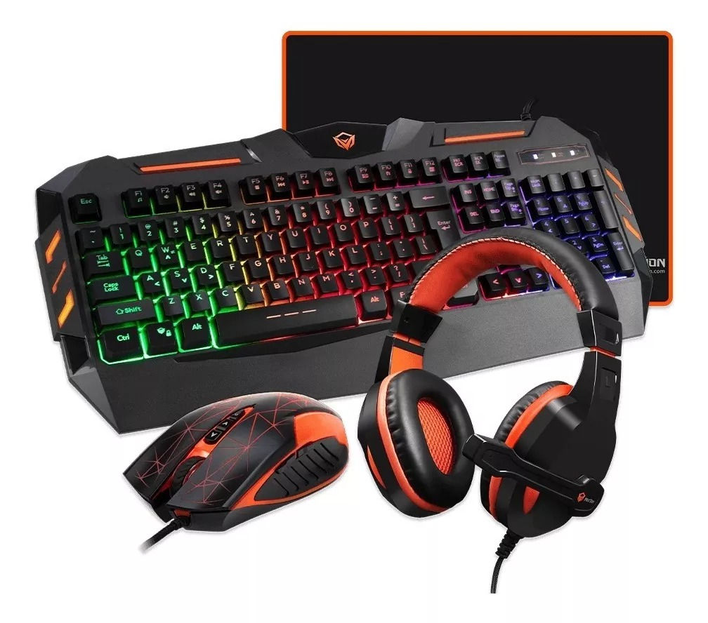 KIT GAMER 4 EN 1: TECLADO, MOUSE, MOUSEPAD, AURICULARES