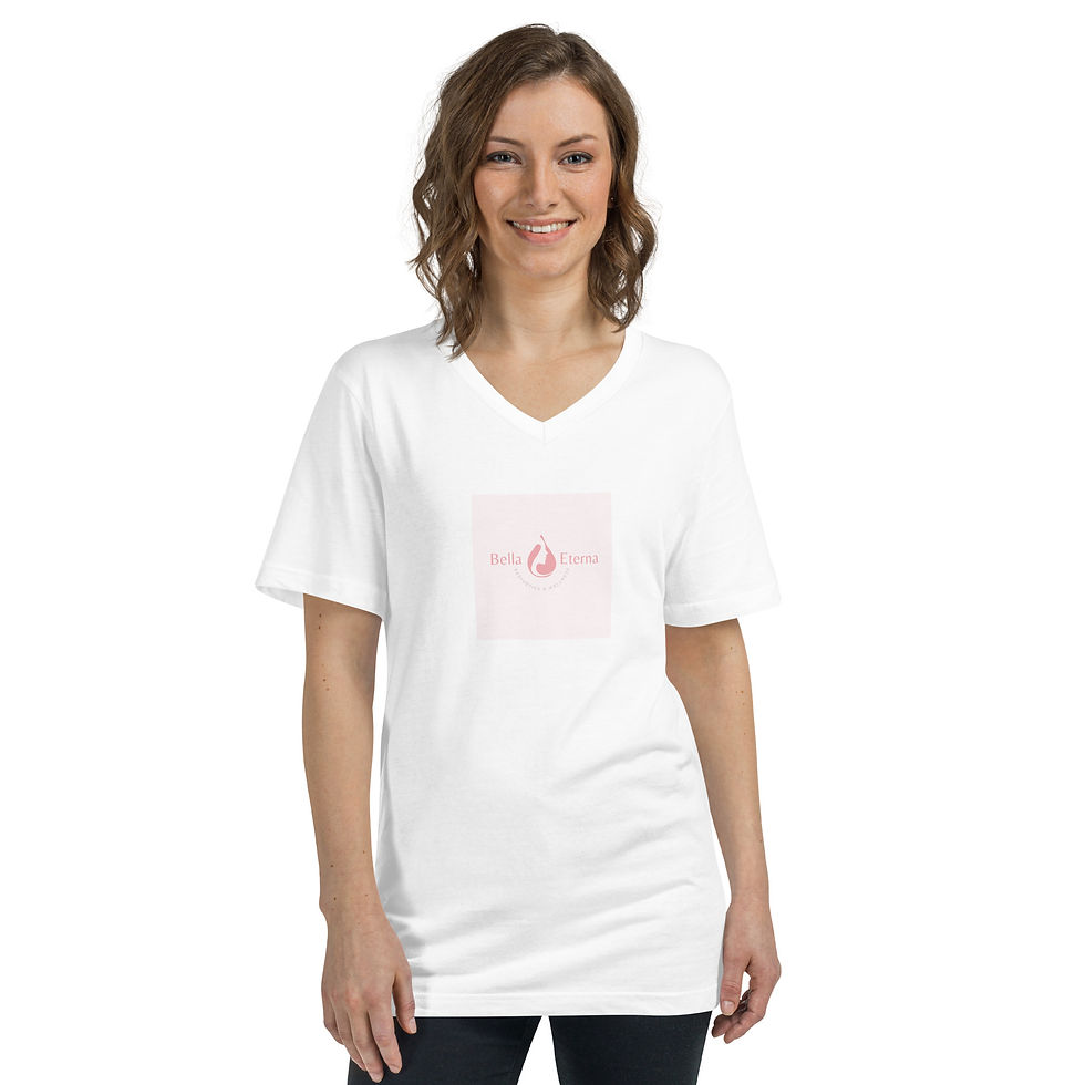Thumbnail:  Bella Eterna Unisex Short Sleeve V-Neck T-Shirt (pink logo)