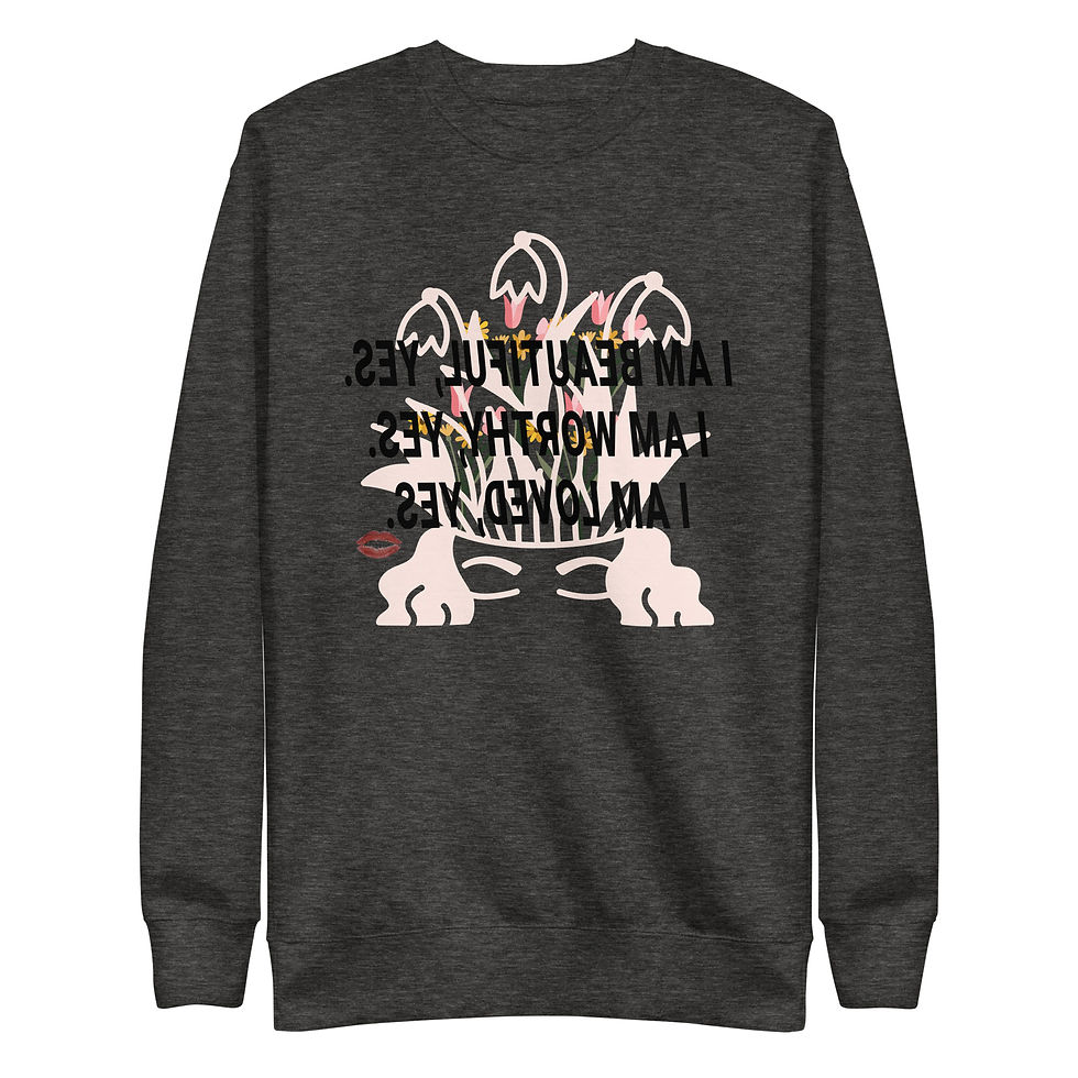Thumbnail: Mandy Red Self-Love Mirror Affirmations Unisex Premium Sweatshirt